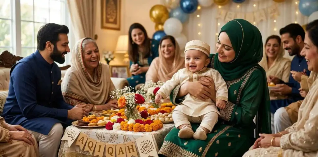 Baby boy dressed for family celebration