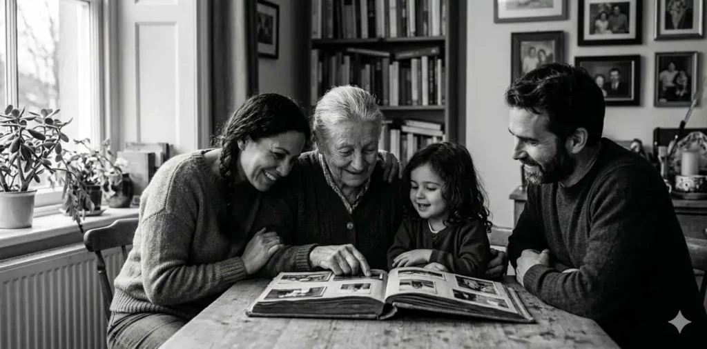 Family sharing a warm nostalgic moment together