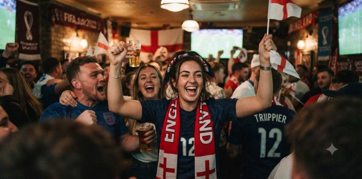 Football fans cheering together during a match