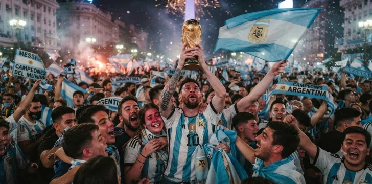 Fans celebrating football championship victory together