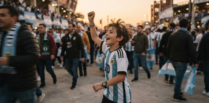 Football fan celebrating victory in stadium