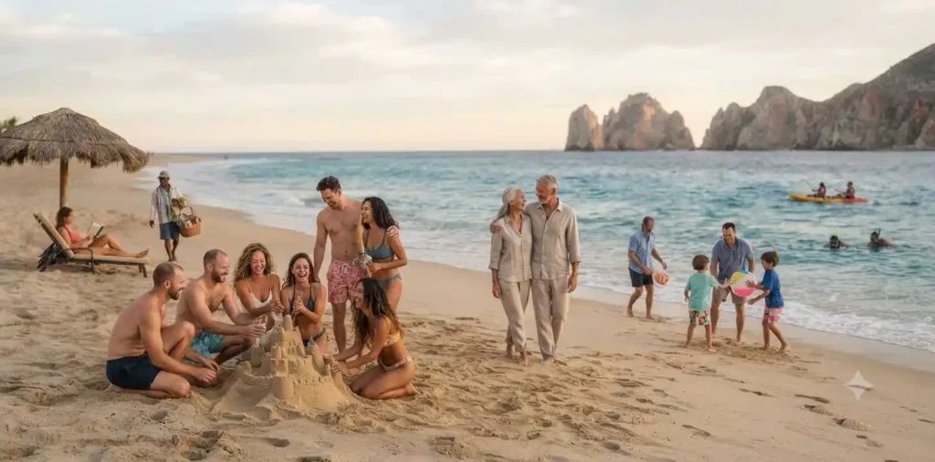 Traveler on a tropical beach