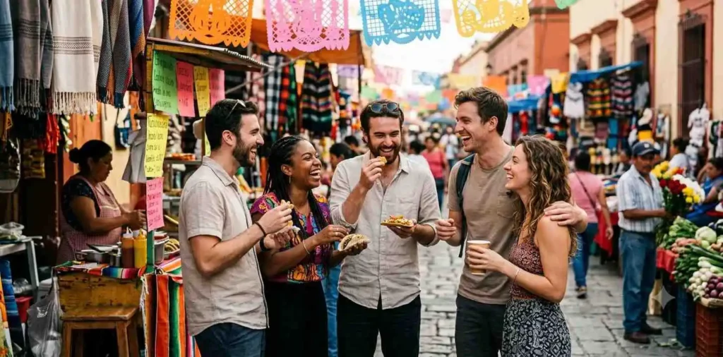 Friends laughing during Mexico vacation