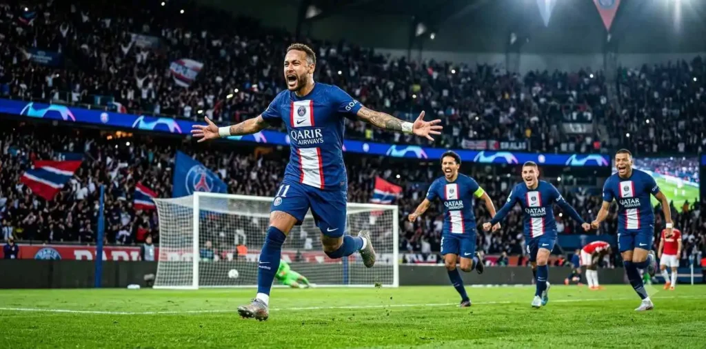 Footballer celebrating a goal passionately