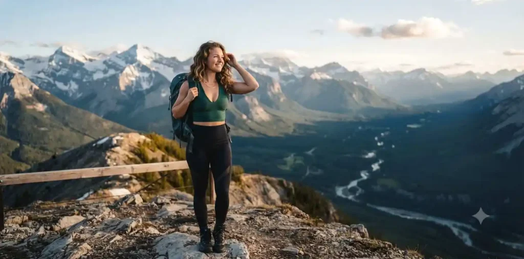Solo traveler enjoying a scenic mountain viewpoint