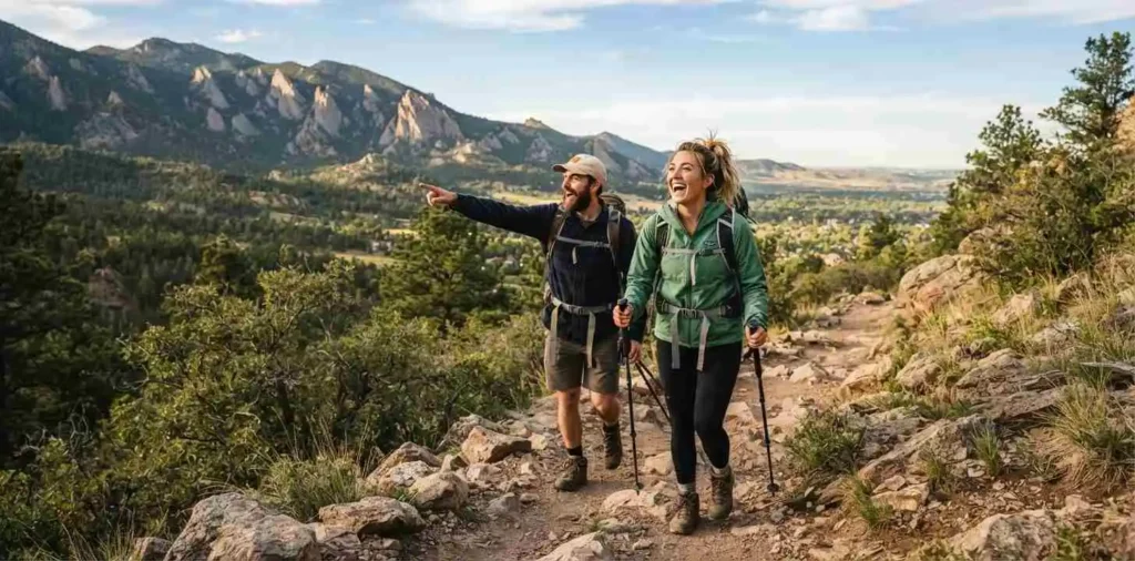 Hikers exploring a scenic Boulder trail