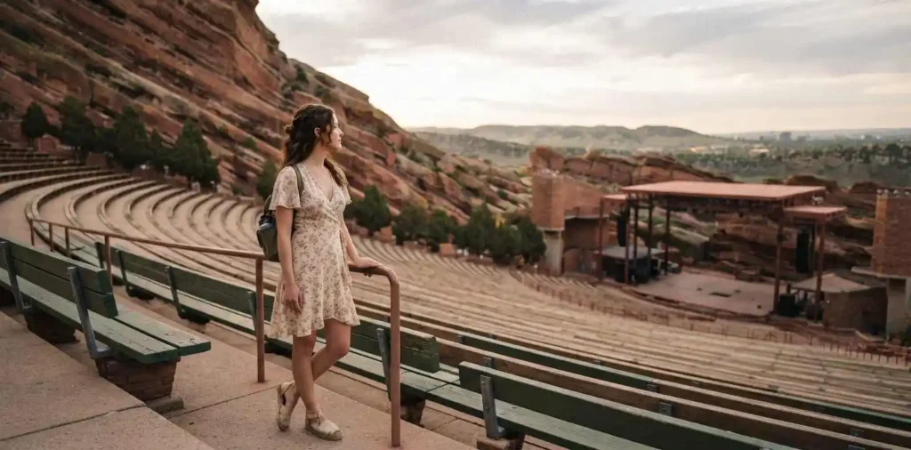 Traveler admiring Red Rocks Amphitheatre