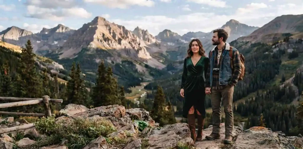 Traveler enjoying Colorado mountain scenery