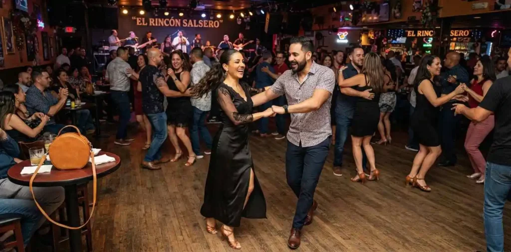 Salsa dancers enjoying a lively dance floor