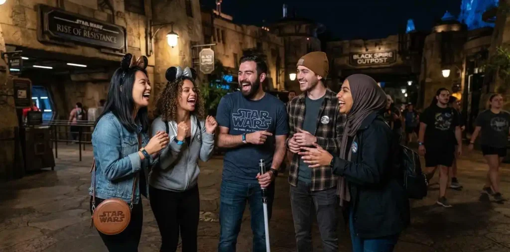 Friends enjoying a Disneyland ride