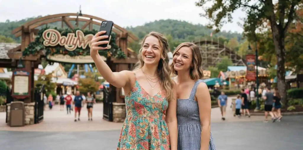 Woman taking a selfie at Dollywood