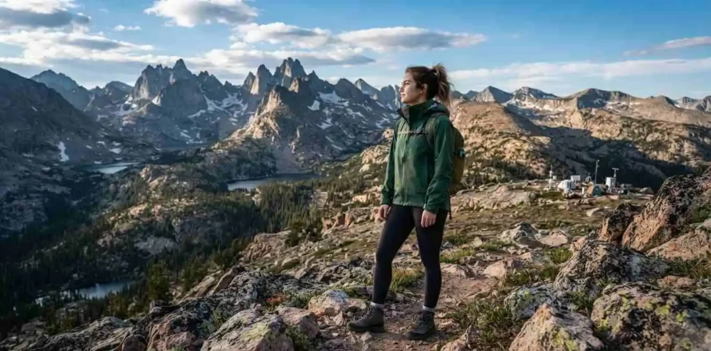 solo hiking with the Flatirons behind them