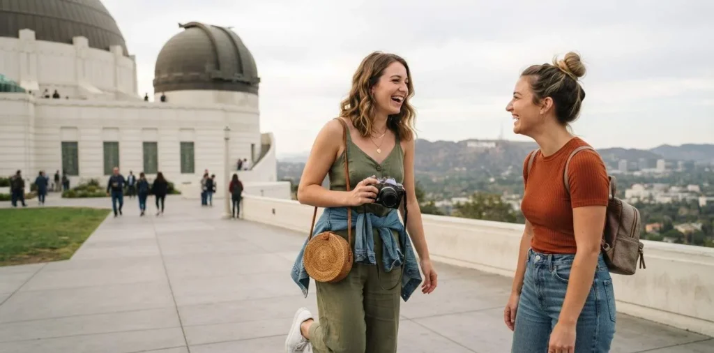 Friends exploring Griffith Observatory