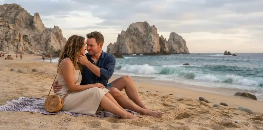 Couple relaxing together at Lover’s Beach