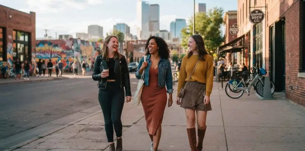Friends exploring Denver city streets
