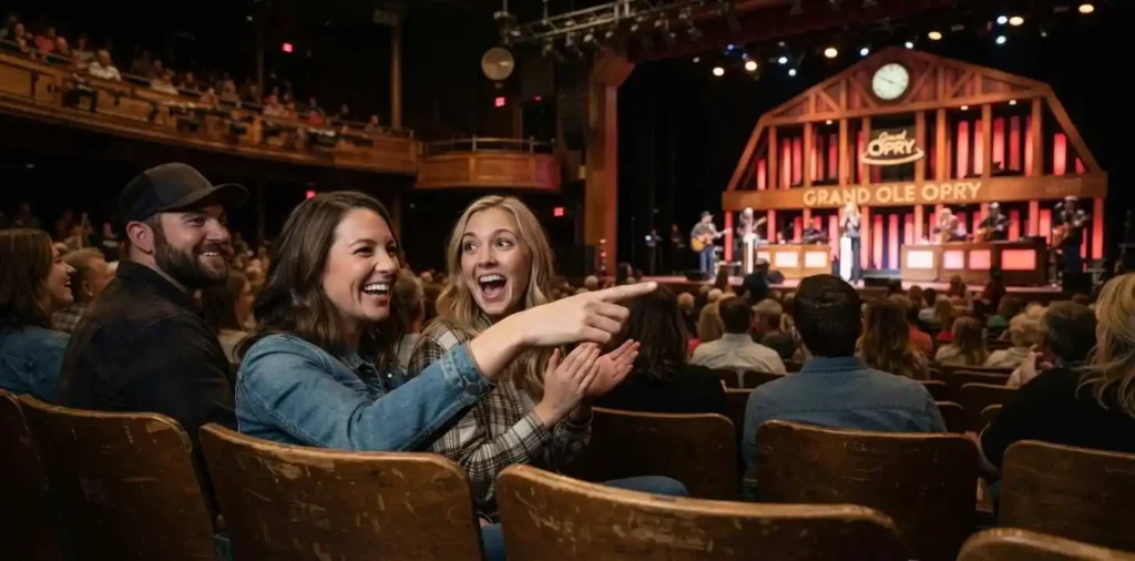 Visitors enjoying the Grand Ole Opry stage