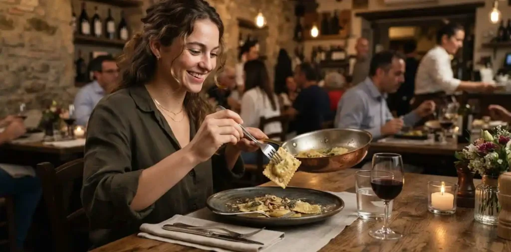 Fresh ravioli served at an Italian restaurant