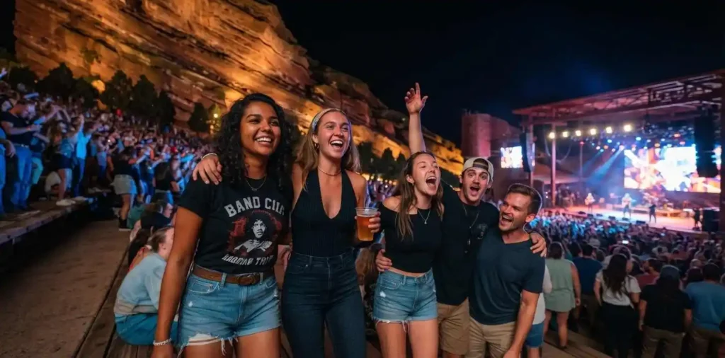 Friends enjoying a Red Rocks concert