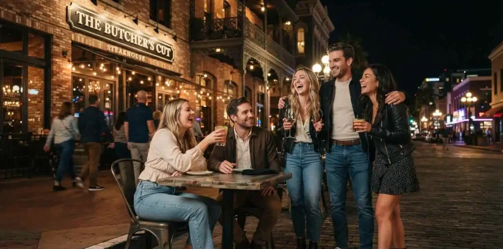 Friends enjoying a lively San Diego night out