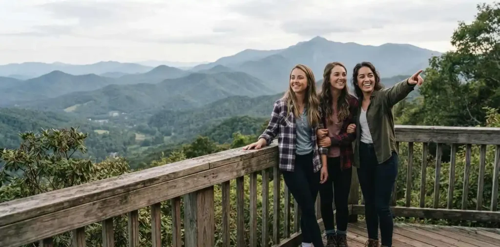 Couple admiring a Gatlinburg mountain overlook