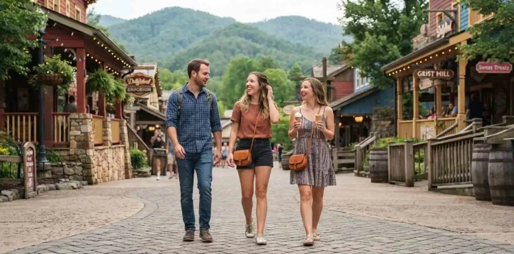 Woman exploring Dollywood in Tennessee