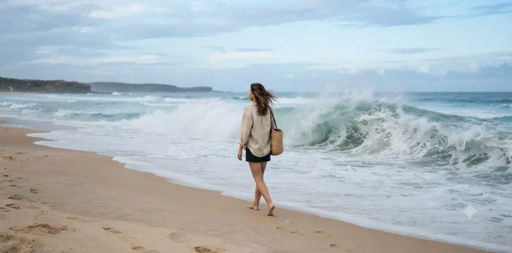 Person watching ocean waves