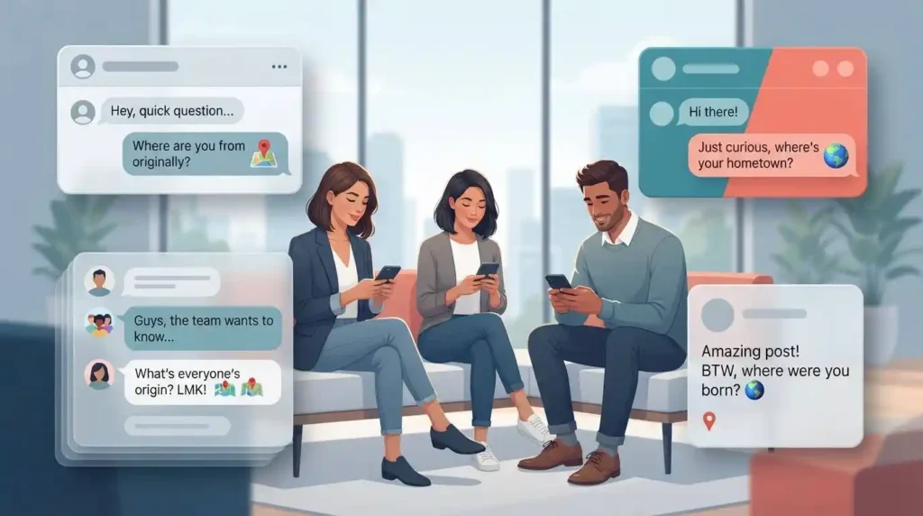 Adults using WYF in texts, DMs, group chats, and social media conversations