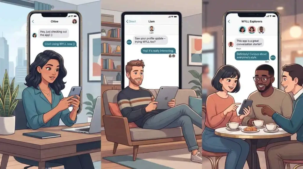 Examples of WYLL being used in texts, DMs, and group chats
