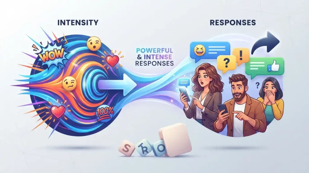 Conceptual illustration showing intense responses and emotional reactions in communication.